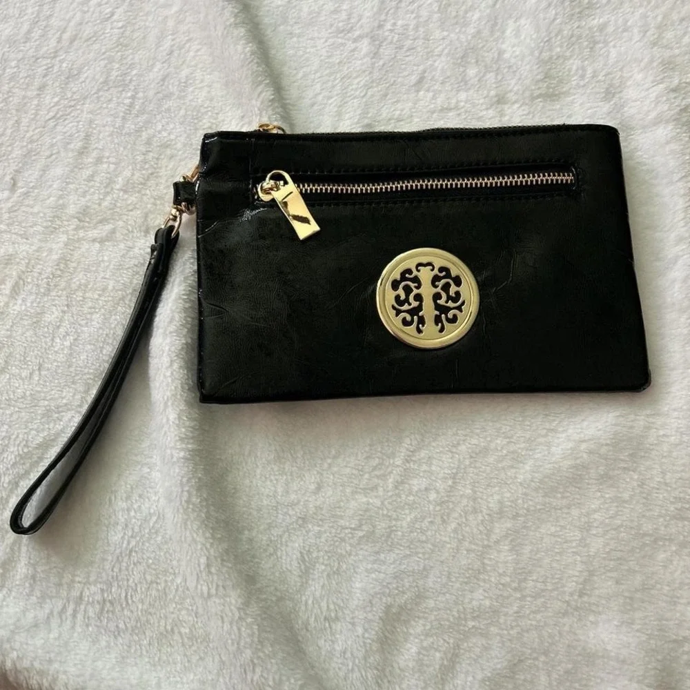 Vegan Leather Black Wristlet 8.5